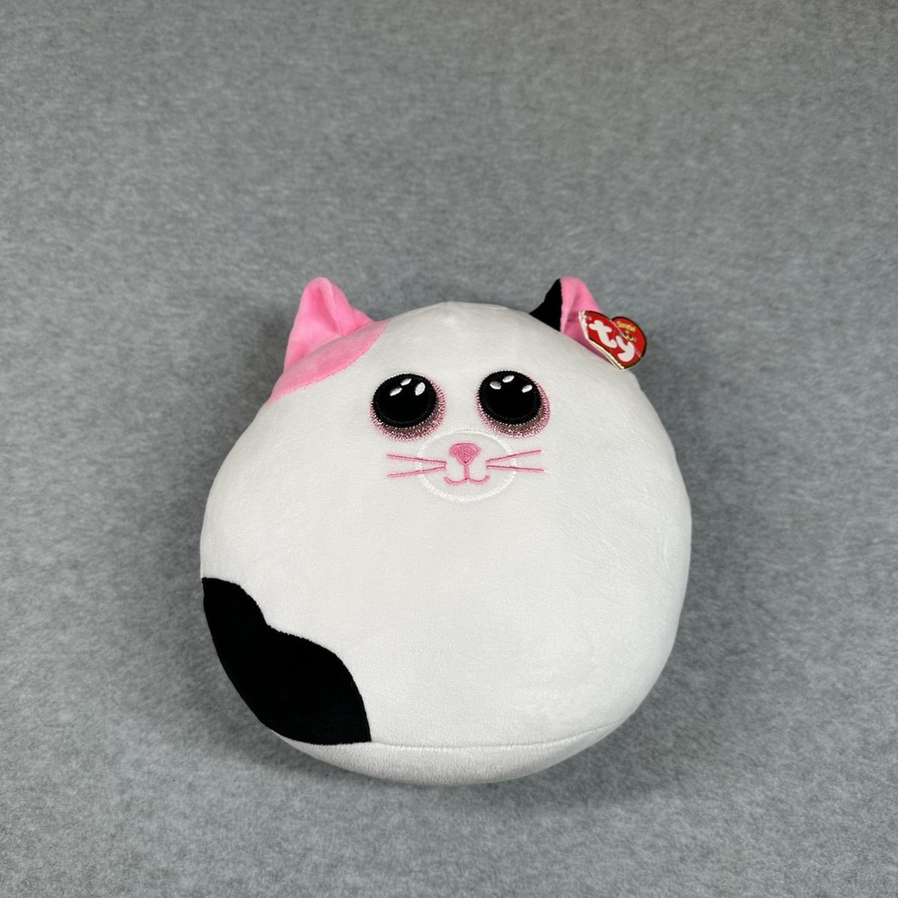 TY Squish-a-Boos Muffin Kitty Cat Plush 8 inch‎ Kitty Pink Ears NWT NOTE